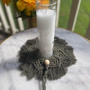 Handmade using natural cotton cord. Perfect to use as a candle base!